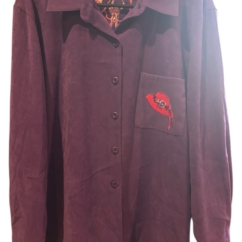 Studio Works Purple Embroidered Shirt - Picture 5 of 5
